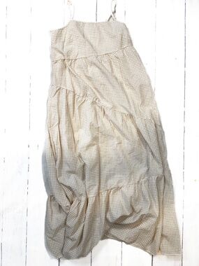 NWOT SHEIN Beige Gingham Tiered Maxi Dress Skirt. Never worn.
